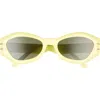 Dior 'signature B1u 55mm Cat Eye Sunglasses In Shiny Yellow/green