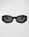Dior The Signature B1u 55mm Butterfly Sunglasses In Shiny Black Smoke