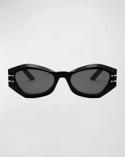 Dior The Signature B1u 55mm Butterfly Sunglasses In Black