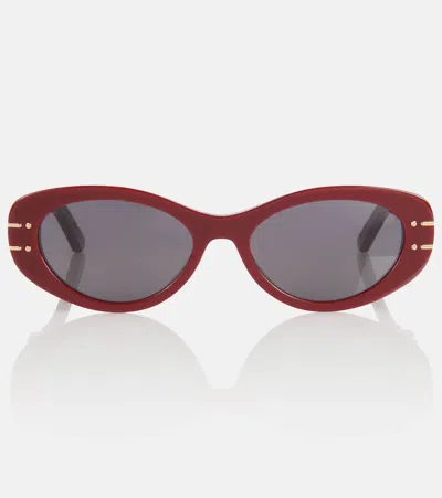 Dior Signature B8u Oval Sunglasses In Bordeaux/other/smoke