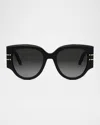 Dior Full Frame Sunglasses In Shiny Black Gradient Smoke