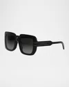 Dior Signature S11i Square Sunglasses, 54mm In Shiny Black Gradient Smoke