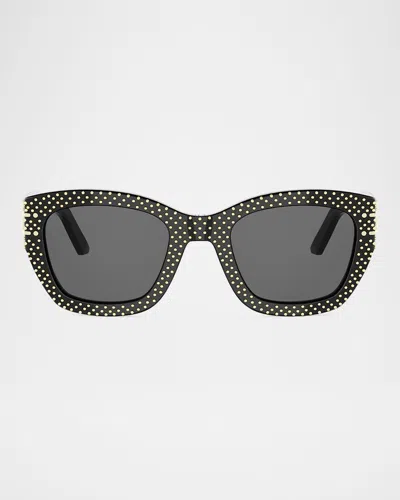 Dior Signature S16i Studded Square Sunglasses In Black