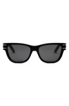 Dior The Signature S6u 54mm Square Sunglasses In Shiny Black / Smoke