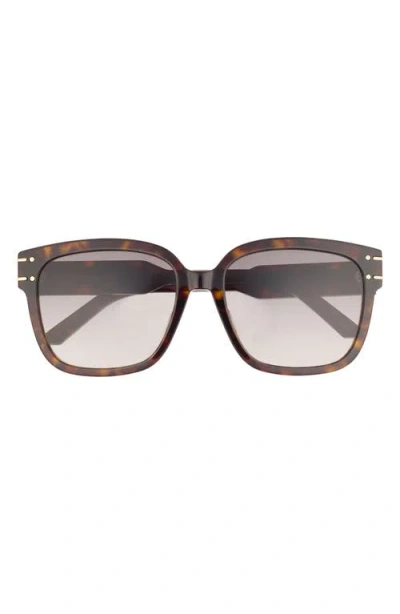 Dior 'signature S7f 58mm Square Sunglasses In Brown