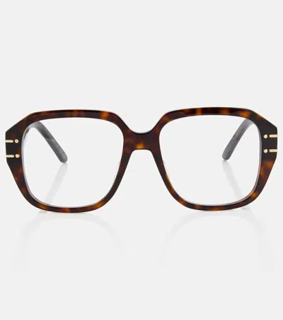 Dior Signatureo S31 Square Glasses In Dark Havana