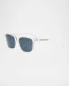 Dior Tag Su Geometric Sunglasses, 54mm In Crystalother Blu Mirror