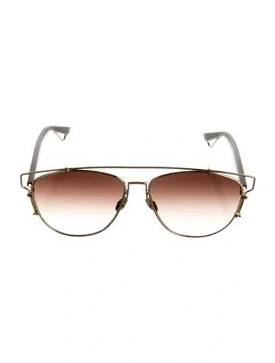 Pre-owned Dior Technology Aviator Sunglasses In Gold