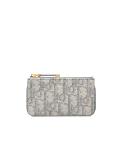 Dior Travel Myrte Zipped Key Case In Gray