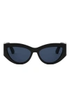 Dior Tribales B1i Cat Eye Sunglasses, 55mm In Shiny Black/blue