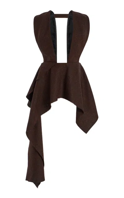 Diotima Agatha Herringbone Harris Tweed Pinafore Top In Brown