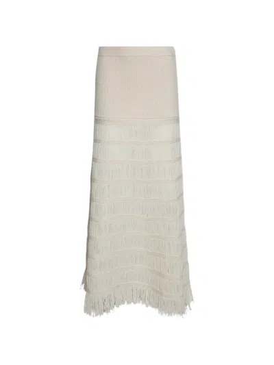 Diotima Alba Fringed Skirt In Neutral