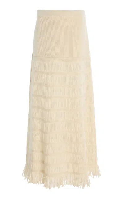 Diotima Alba Merino Wool Maxi Skirt In Ivory