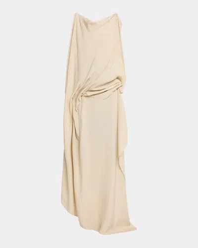 Diotima Aleatorio Asymmetric Draped High-low Dress In Neutral