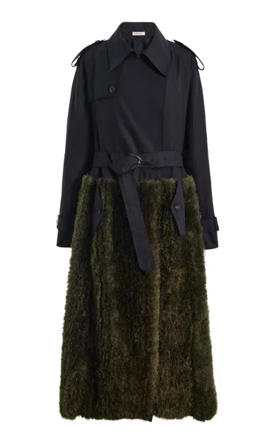 Diotima Anchor Fluffy Organza Trench Coat In Black