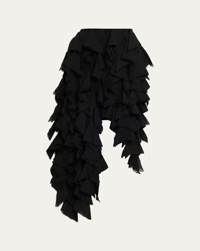 Diotima Asymmetric Cotton Ruffle Handkerchief Skirt In Purple