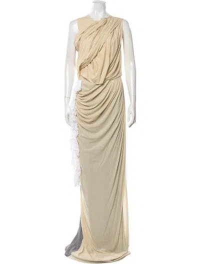Pre-owned Diotima Asymmetrical Long Dress In Neutrals