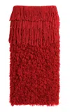 Diotima Bambola Fringe-embellished Midi Skirt In Red