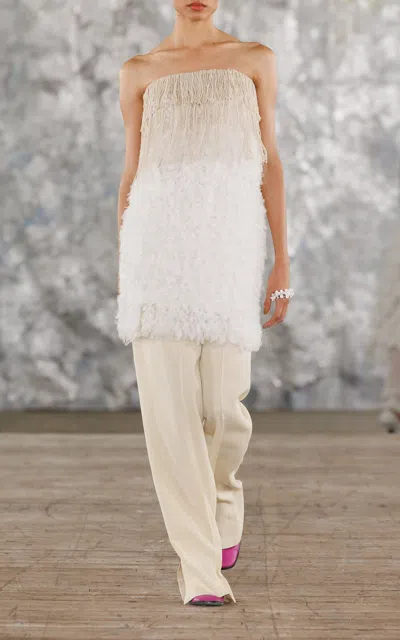 Diotima Bambola Fringe Mini Dress In White