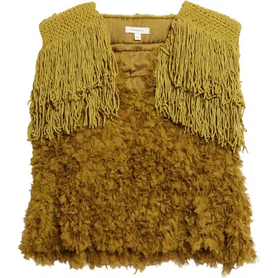 Diotima Bambola Mixed Media Top In Brown