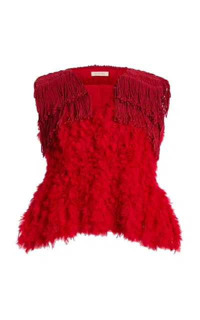 Diotima Bambola Textured Fringe Top In Red