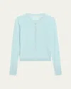 Diotima Barton Henley Pointelle Cashmere Cardigan In Larimar