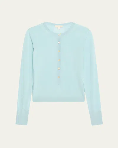 Diotima Barton Henley Pointelle Cashmere Cardigan In Larimar