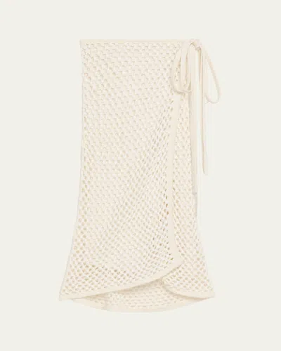 Diotima Bonaire Crystal Crochet Midi Wrap Skirt In White