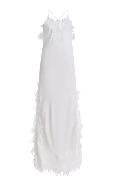 Diotima Botanique Silk Twill Gown In White