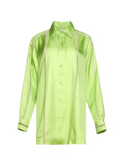 Diotima Bridgetown Open-knit-detail Shirt In Green