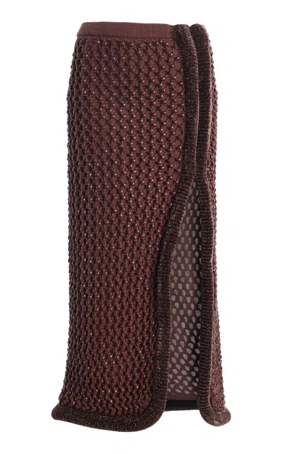 Diotima Castries Embellished Midi Skirt In Brown