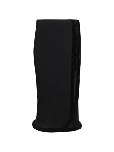 Diotima Castries Velvet-trim Skirt In Black