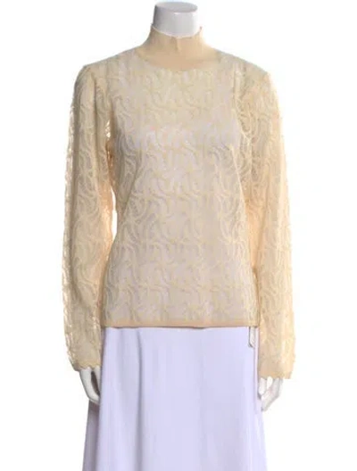 Pre-owned Diotima Chambray Mock Neck Blouse In Neutral