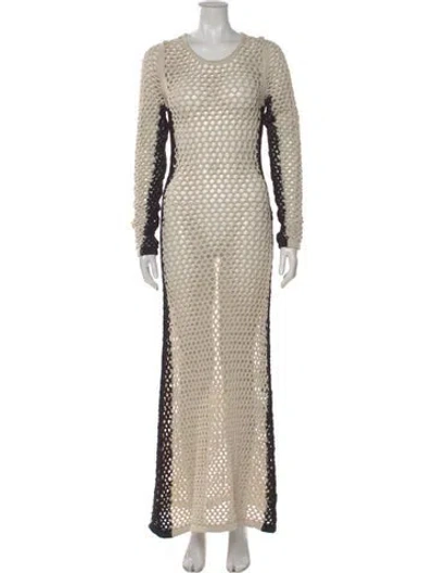 Pre-owned Diotima Colorblock Pattern Long Dress In Neutral