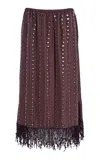 Diotima Coverley Embellished Silk Twill Midi Skirt In Berry