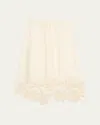 Diotima Coverley Floral Cutout Silk Twill Midi Skirt In Off-white