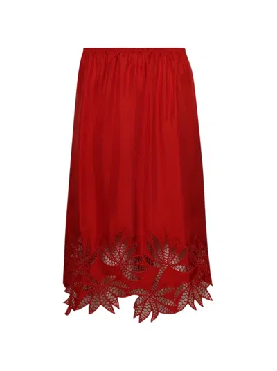Diotima Coverley Skirt Poinsettia In Red
