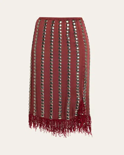 Diotima Coverly Embellished Fringe Midi Skirt In Purple
