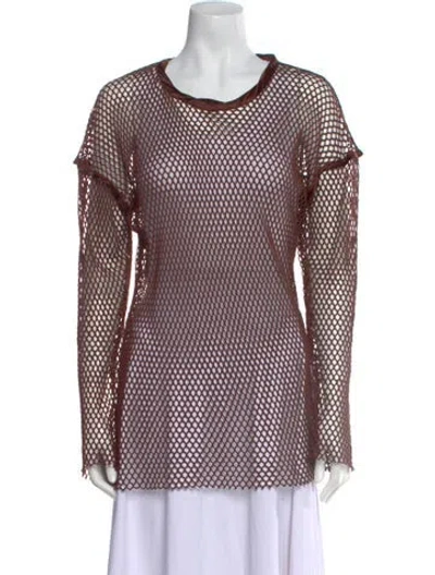 Pre-owned Diotima Crew Neck Long Sleeve Tunic In Brown