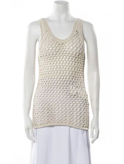 Pre-owned Diotima Crochet Scoop Neck Sweater W/ Tags In Neutral