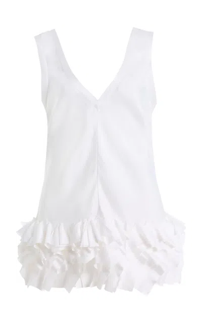 Diotima Croix Ruffled Silk Top In White