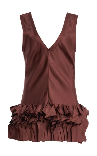 Diotima Croix Silk Twill Top In Brown