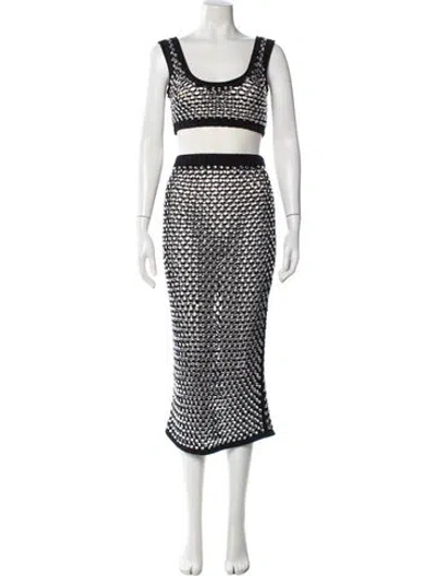 Pre-owned Diotima Crystal Embellishments Skirt Set In White