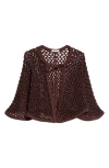 Diotima Crystal Net Knit Capelet In Brown