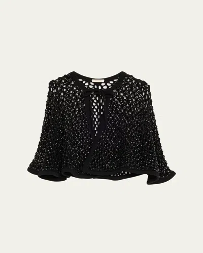 Diotima Crystal Net Knit Capelet In Black
