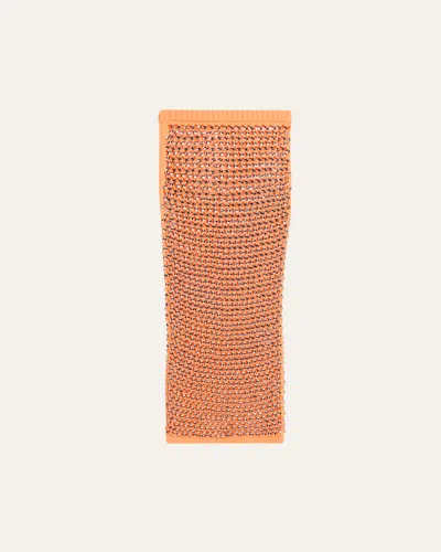 Diotima Crystal Open-knit Midi Skirt In Fluo Orange