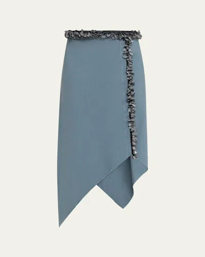 Diotima Darliston Embellished Asymmetric Cotton Midi Skirt In Gray