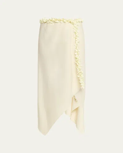 Diotima Darliston Embellished Asymmetric Linen Midi Skirt In White