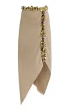 Diotima Darliston Embellished Linen Midi Skirt In Brown