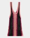 Diotima Dennis Striped Crystal Crochet Tank Top In Pink